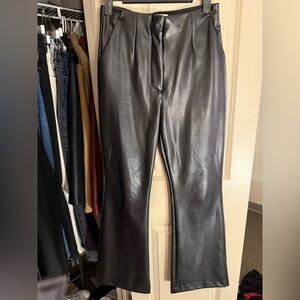 Abercrombie & Fitch Black Faux Leather Flare Work Pants 25S